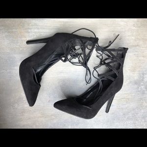 Forever 21 Lace Up Black Heels